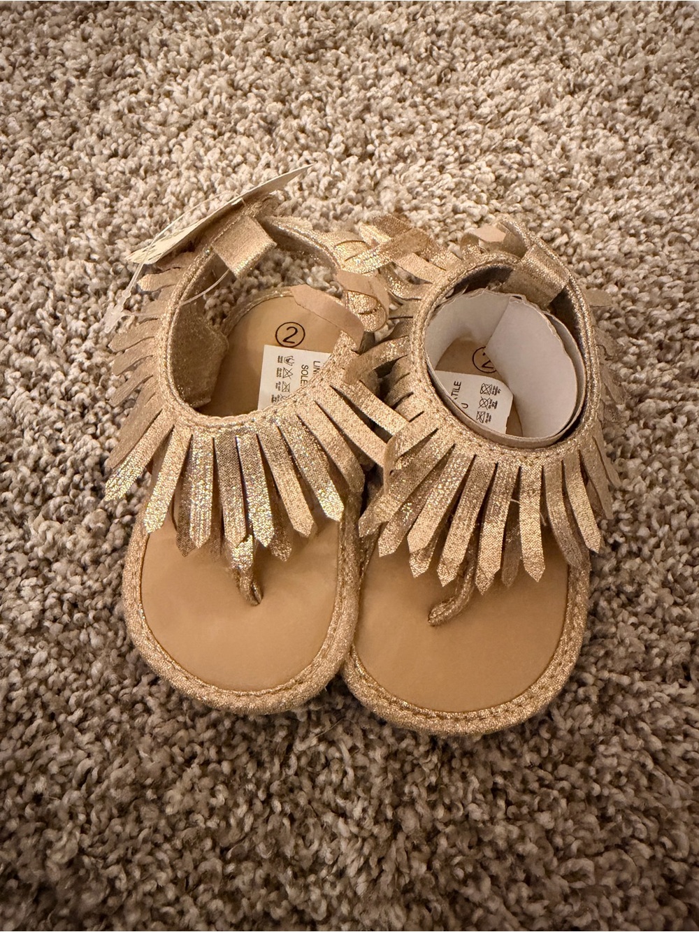 Toddler Glitter Fringe Sandals in Gold